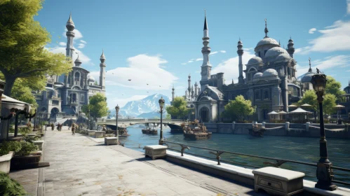 Fairytale City Rendered in Unreal Engine 5 with Neoclassical and Ottoman Art Influences