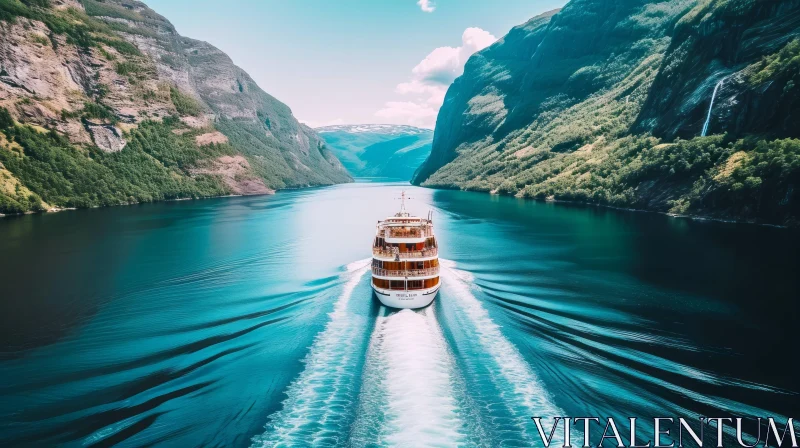 Luxury Cruise Boat in Norwegian Fjords: A Timeless Elegance AI Image