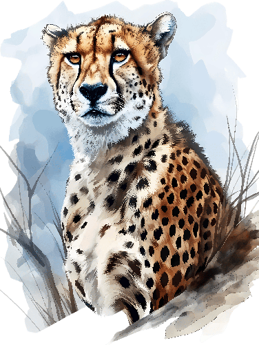 Realistic Cheetah Digital Painting for Merchandise POD Design