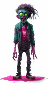 Spooky Cartoon Zombie in Tattered Clothing