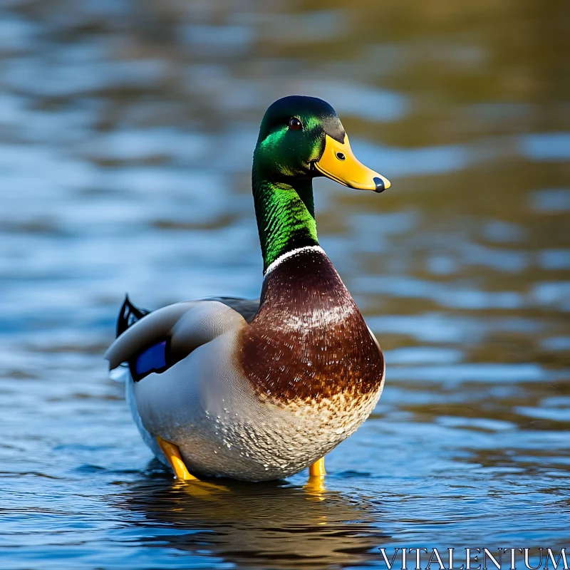 Male Mallard Duck in Pond AI Image