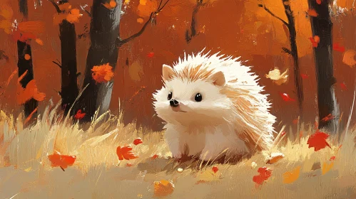 Hedgehog in Autumn Forest