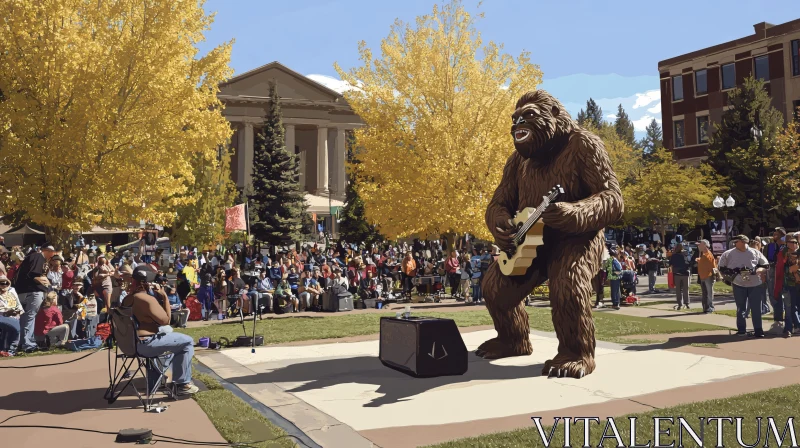 Sasquatch Serenade: A Park Concert Scene AI Image