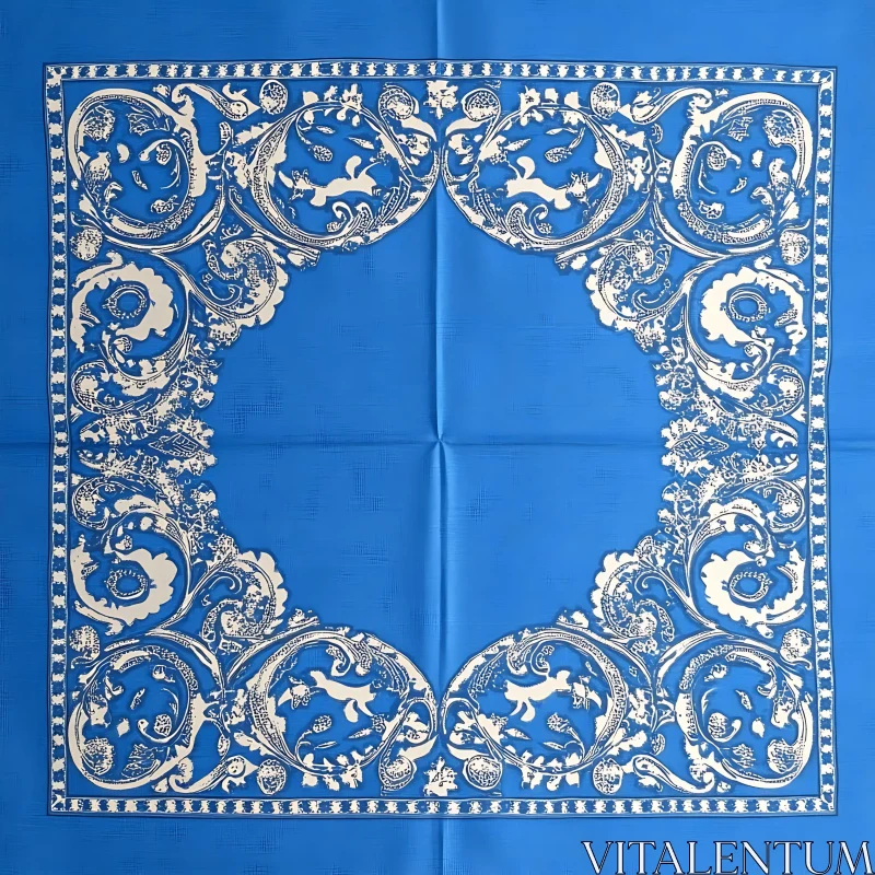 Decorative Blue Fabric with Intricate Pattern AI Image