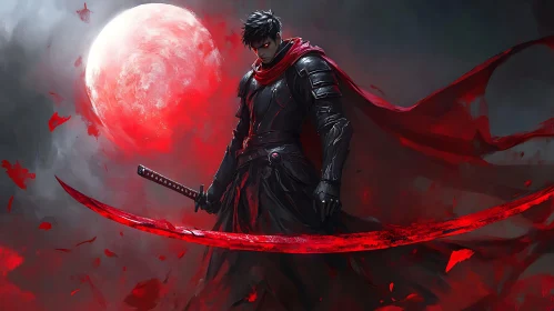 Crimson Moon Warrior: A Fantasy Portrait