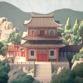 Peaceful Temple in Natural Setting