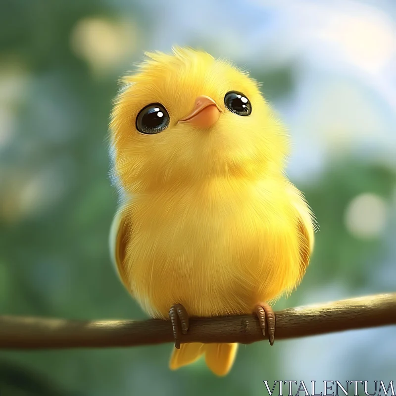 Charming Little Bird Perched on Twig AI Image