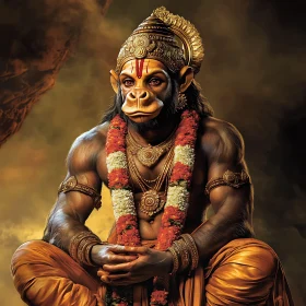 Golden Deity: A Meditative Monkey God