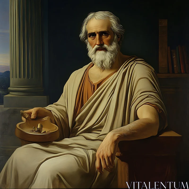 Classical Man Portrait with Bowl AI Image