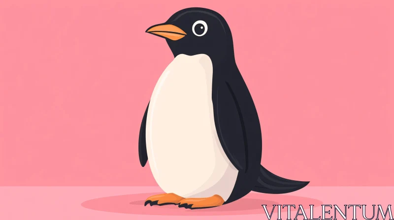 AI ART Cute Penguin Art on Pink