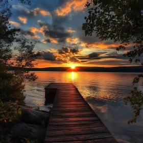 Sunset Reflection on Lake Water