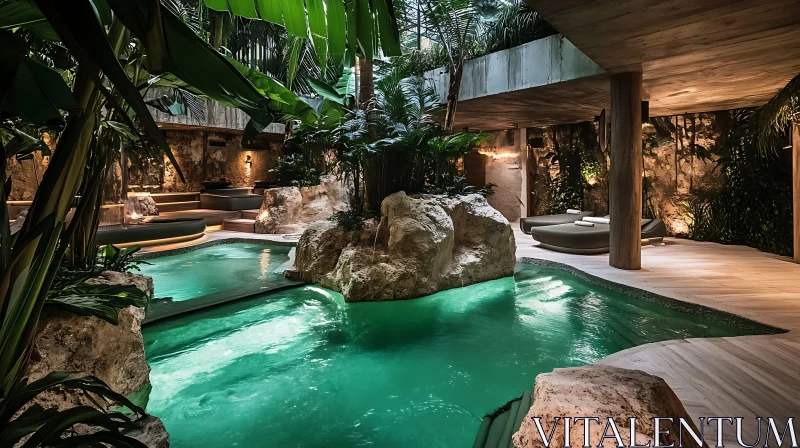 AI ART Opulent Indoor Oasis with Tropical Flair