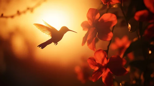 Hummingbird Silhouette at Sunset