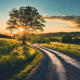 Country Road Sunset Landscape