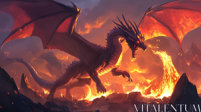 AI ART Inferno Dragon Fantasy Art