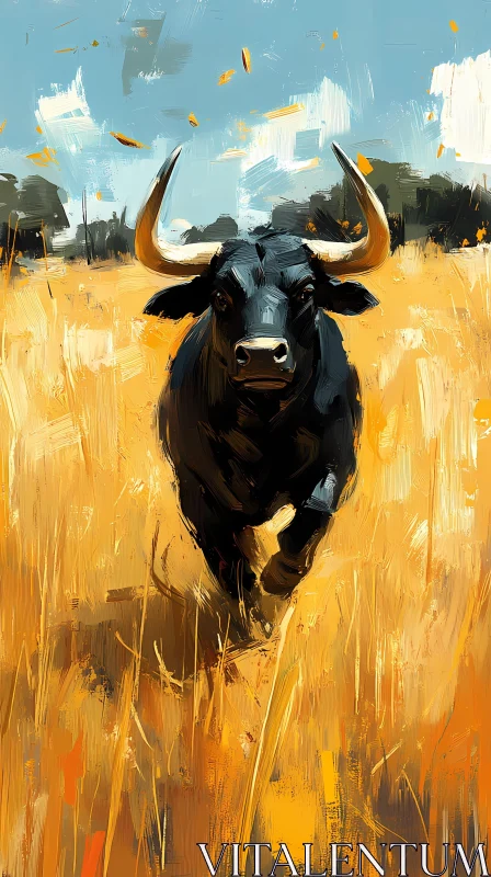 Bull in Motion AI Image