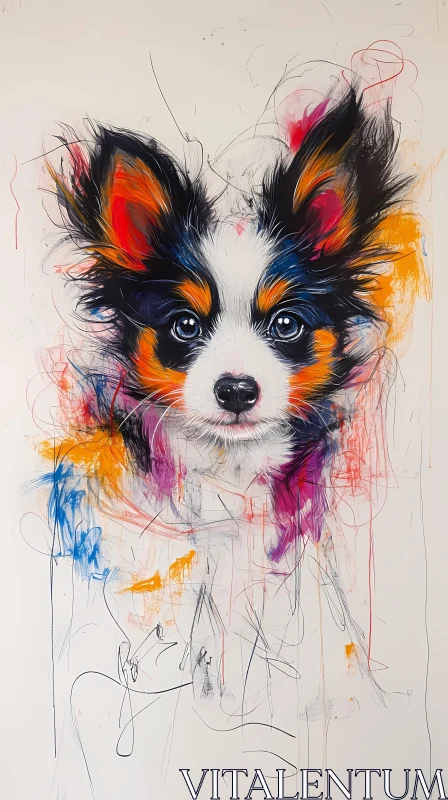 Colorful Abstract Dog Painting AI Image