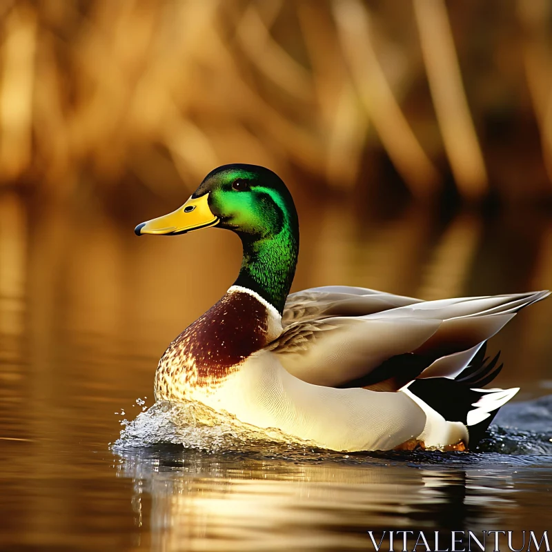 Duck on water AI Image