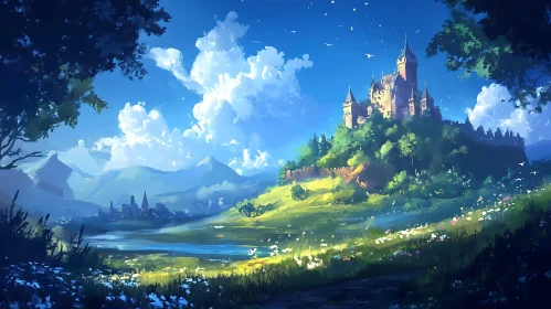 Scenic Castle Landscape Painting