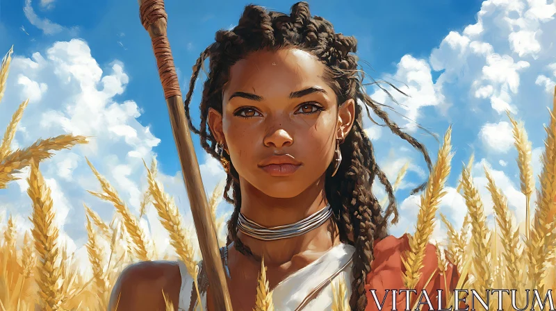 AI ART Golden Field Woman Portrait