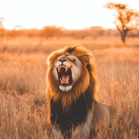 Lion Roaring Portrait