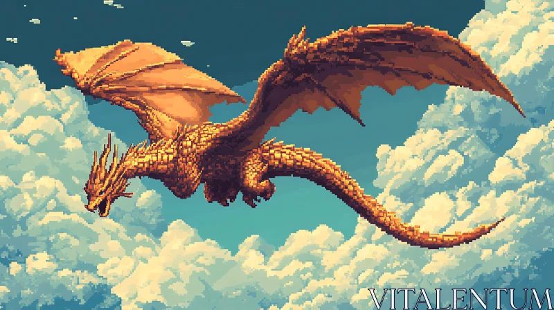 AI ART Golden Dragon in the Sky