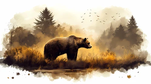 Bear in Golden Forest