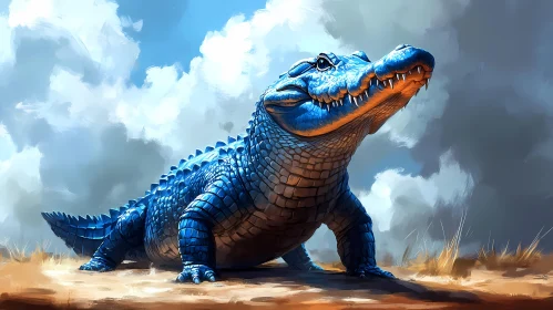 Blue Alligator with Clouded Sky