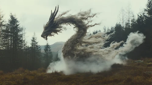 Dragon Made of Smoke in Forest