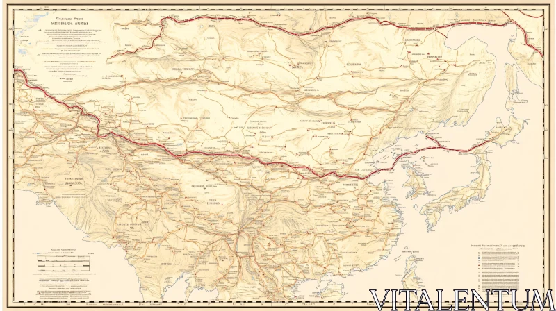 Vintage Map of Asia - Historical Geography AI Image