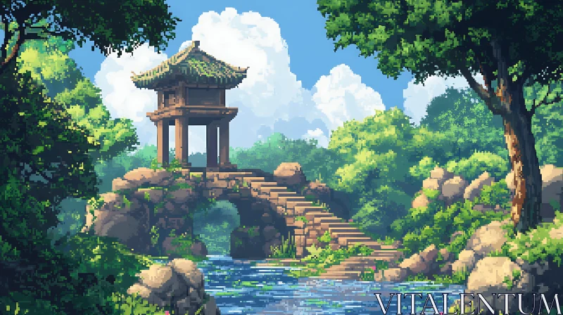 AI ART Zen Garden Pixel Art Calm Nature