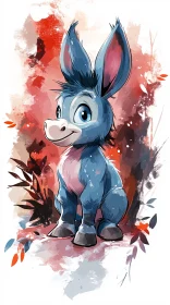 Whimsical Blue Donkey Art