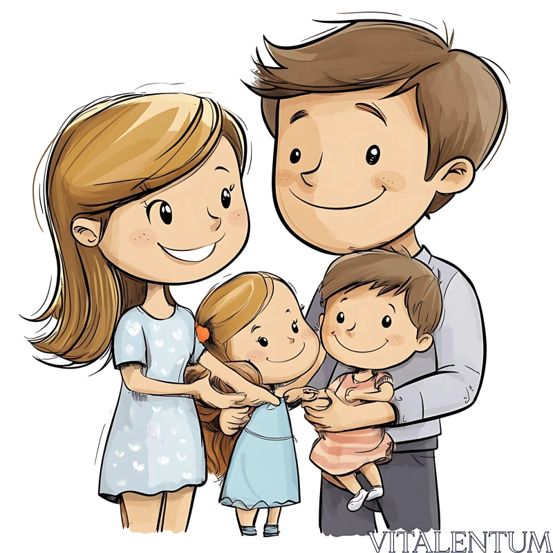 AI ART Happy Family Togetherness Cartoon Art