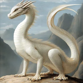 Albino Dragon on Mountain Peak