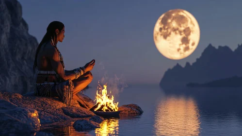 Seaside Meditation Under the Full Moon