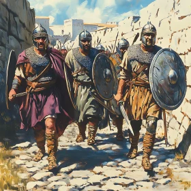 Armored Troops Advancing in Ancient Times