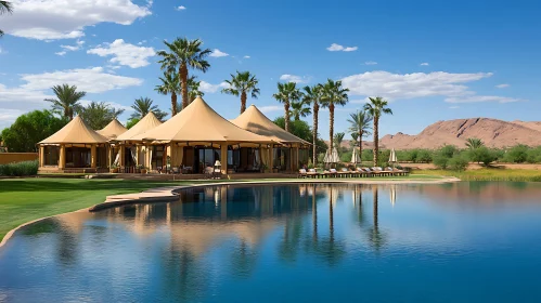 Elegant Desert Resort with Tented Accommodations by a Pool