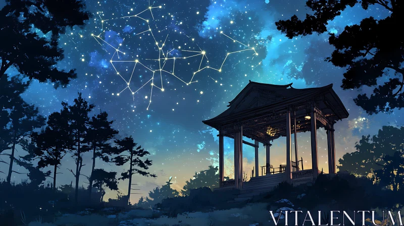 AI ART Japanese Gazebo under the Stars