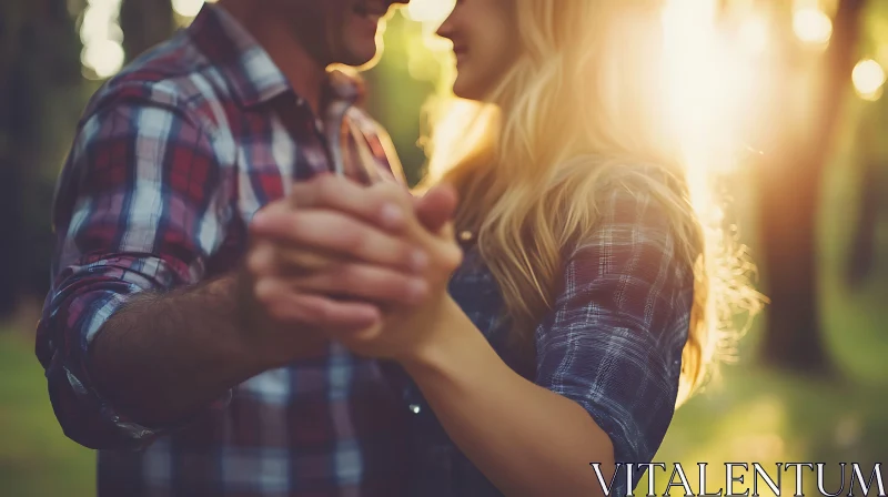 Couple Holding Hands at Sunset AI Image