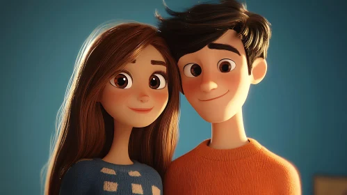 Animated Sweethearts: A Cartoon Couple's Portrait