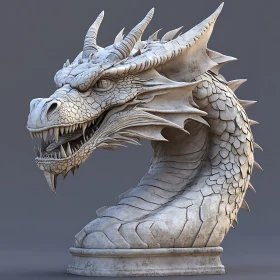 Ancient Stone Dragon Head Statue