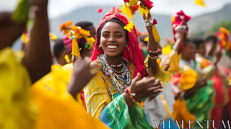 Joyful Celebration with Flowers and Smiles AI Image