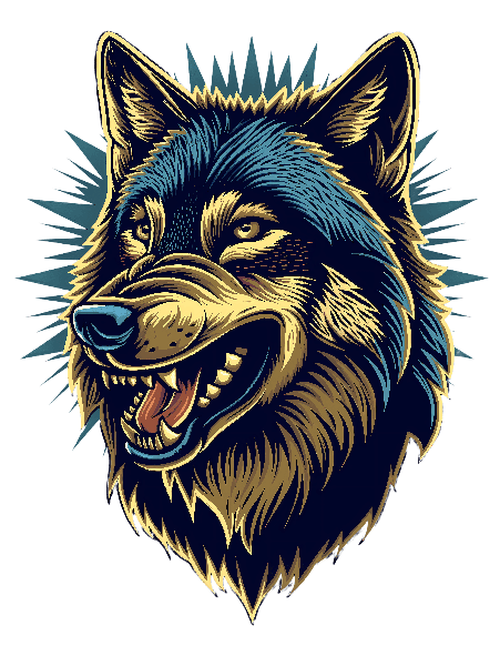 POD Design Bold Wolf Illustration for Apparel