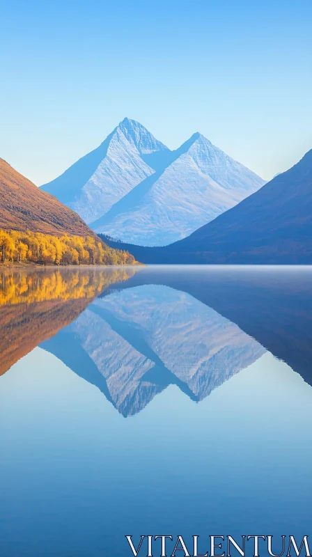 AI ART Mountain Landscape with Perfect Lake Reflection