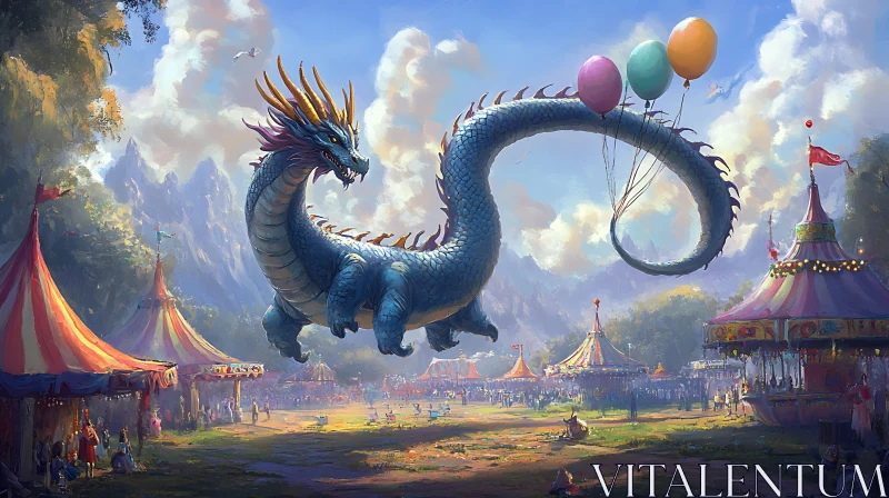 AI ART Floating Dragon at the Carnival