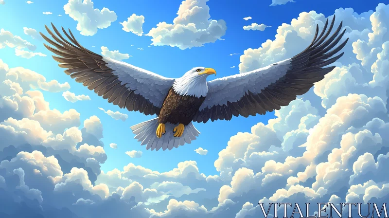 AI ART Majestic Eagle Flying Above the Clouds