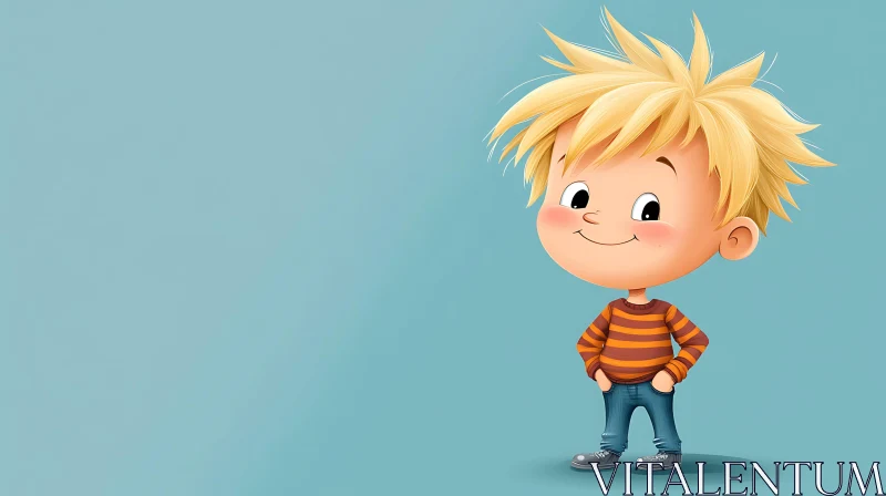 Blonde Haired Boy Cartoon Character AI Image