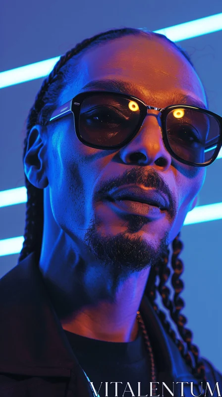 Snoop Dogg in Futuristic Neon Lighting AI Image