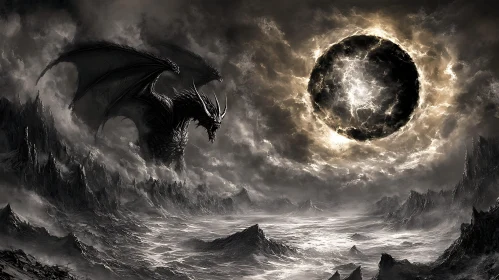 Dragon in a Stormy Landscape