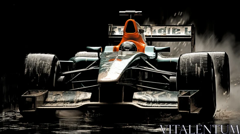 Artistic Racing Car Against Water Wall - Fine Art Photography AI Image